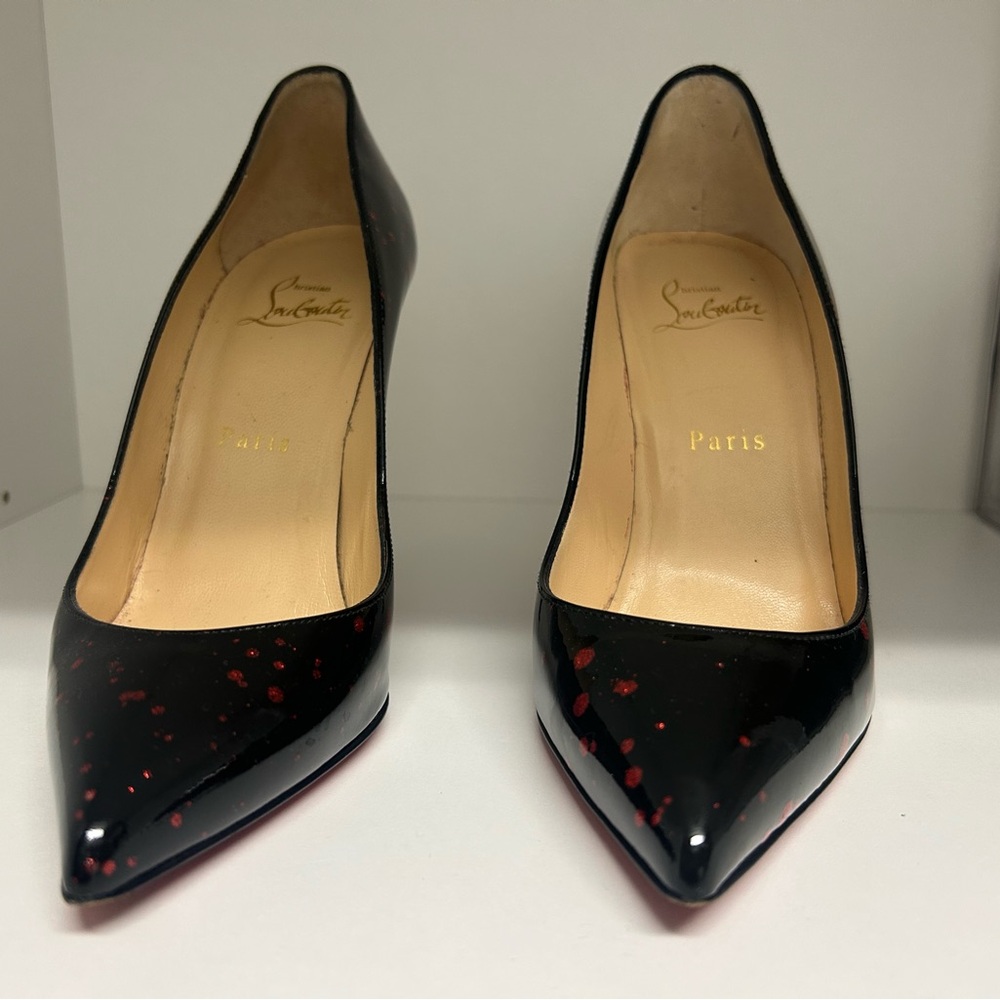 Christian Louboutin Pigalle Follies Black Patent sz 37 red black w box 100mm - Picture 7 of 15